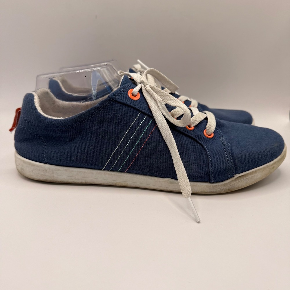 Vionic Beach Stinson Navy Blue Canvas Lace Up Sneakers Womens Size 10 Vegan
